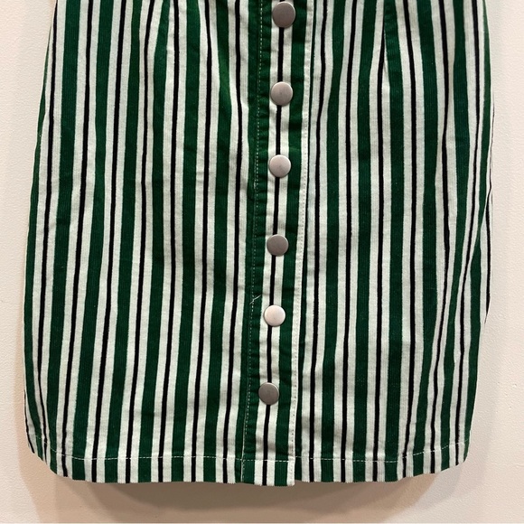 Urban Outfitters UO Green & White Stripe Corduroy Button-Down Mini Dress Size 0 - Picture 10 of 12